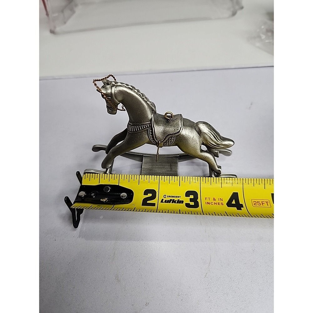 Hallmark 1995 Pewter Rocking Horse Ornament 15th Anniversary QX6167 Boxed - Picture 7 of 8
